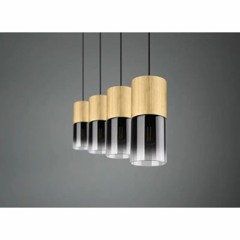 Suspension Verre Fumé-Luminaires Trio Suspension Trio-Leuchten Robin Laiton, 4 lumières