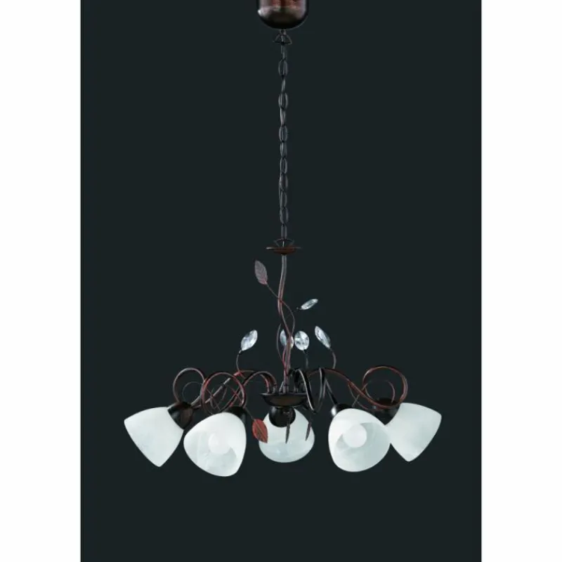 Luminaires Trio Suspension Trio-Leuchten Traditio Brun foncé, Rouille, 5 lumières