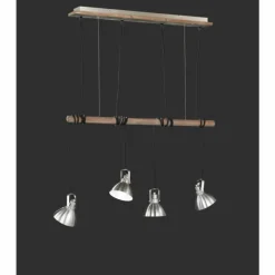 Lampes En Bois-Luminaires Trio Suspension Trio-Leuchten Timber Bois foncé, 4 lumières