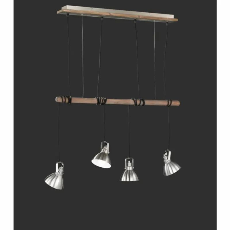 Lampes En Bois-Luminaires Trio Suspension Trio-Leuchten Timber Bois foncé, 4 lumières