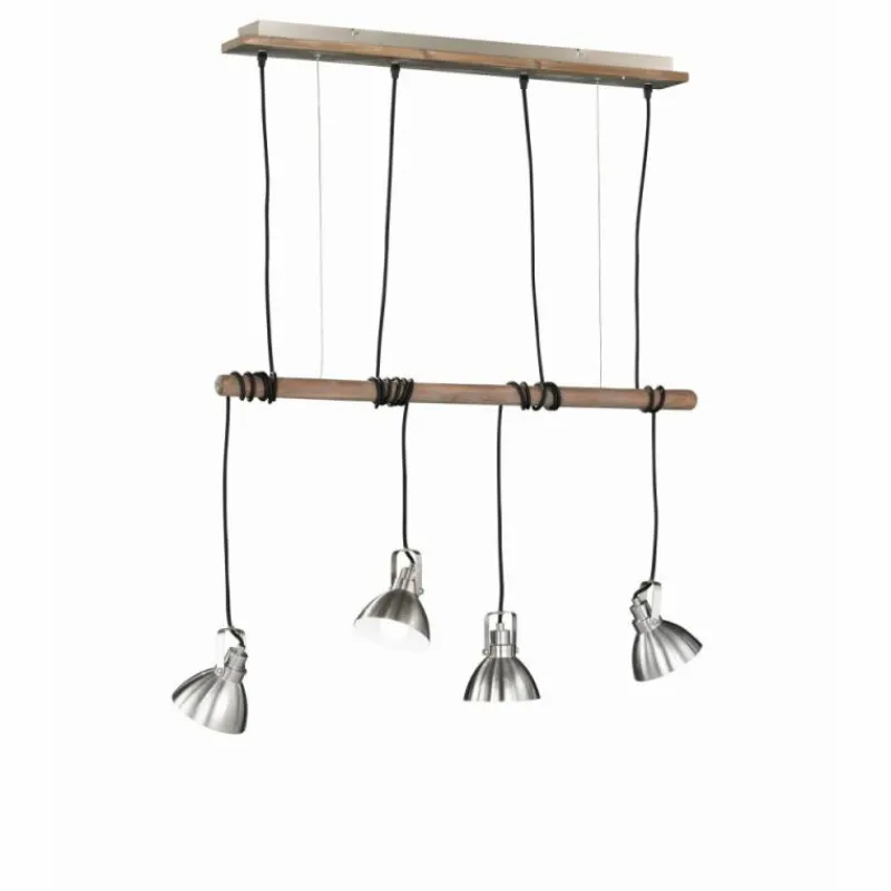 Lampes En Bois-Luminaires Trio Suspension Trio-Leuchten Timber Bois foncé, 4 lumières