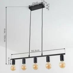 hofstein Suspension Tulla Noir, 5 lumières