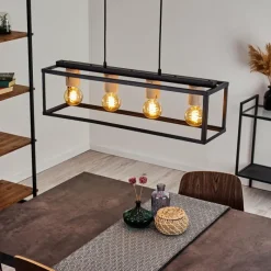 Lampes Vintages & Rétros-hofstein Suspension Turiza Bois foncé, Noir, 4 lumières