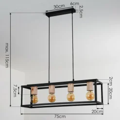 Lampes Vintages & Rétros-hofstein Suspension Turiza Bois foncé, Noir, 4 lumières