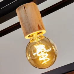 Lampes Vintages & Rétros-hofstein Suspension Turiza Bois foncé, Noir, 4 lumières