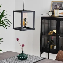 Lampes Vintages & Rétros-hofstein Suspension Turiza Bois foncé, Noir, 1 lumière