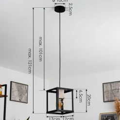 Lampes Vintages & Rétros-hofstein Suspension Turiza Bois foncé, Noir, 1 lumière