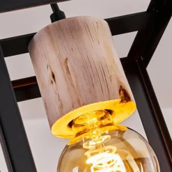 Lampes Vintages & Rétros-hofstein Suspension Turiza Bois foncé, Noir, 1 lumière