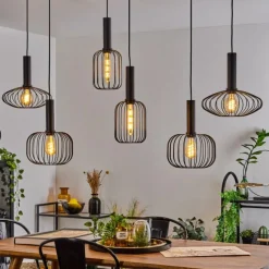 Lampes Dorées-hofstein Suspension Turkhauta Noir, 6 lumières