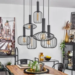 Lampes Dorées-hofstein Suspension Turkhauta Noir, 6 lumières