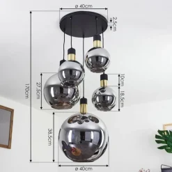 Suspension Verre Fumé-hofstein Suspension Tuvalu Laiton, Noir, 5 lumières