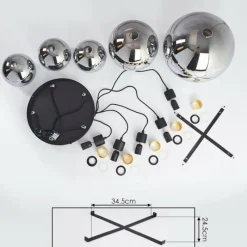 Suspension Verre Fumé-hofstein Suspension Tuvalu Laiton, Noir, 5 lumières