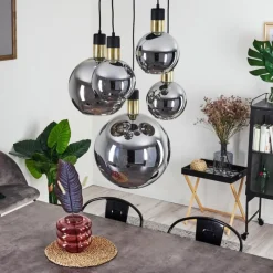 Suspension Verre Fumé-hofstein Suspension Tuvalu Laiton, Noir, 5 lumières