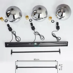 Suspension Verre Fumé-hofstein Suspension Tuvalu Laiton, Noir, 3 lumières