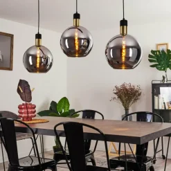 Suspension Verre Fumé-hofstein Suspension Tuvalu Laiton, Noir, 3 lumières