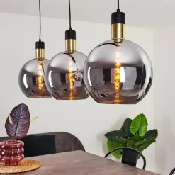 Suspension Verre Fumé-hofstein Suspension Tuvalu Laiton, Noir, 3 lumières