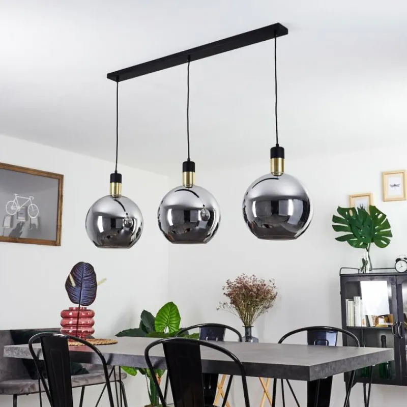 Suspension Verre Fumé-hofstein Suspension Tuvalu Laiton, Noir, 3 lumières