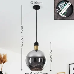 hofstein Suspension Tuvalu Noir, 1 lumière