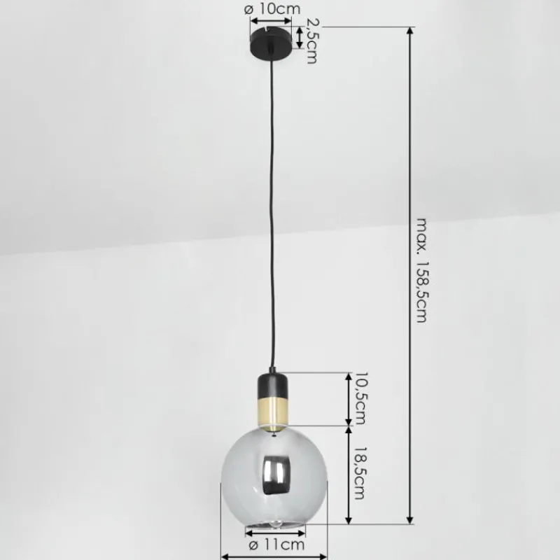 Suspension Verre Fumé-hofstein Suspension Tuvalu Noir, 1 lumière