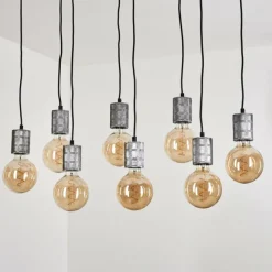 Lampes Industrielles-hofstein Suspension Tyldom Argent Oxydé, Noir, 8 lumières