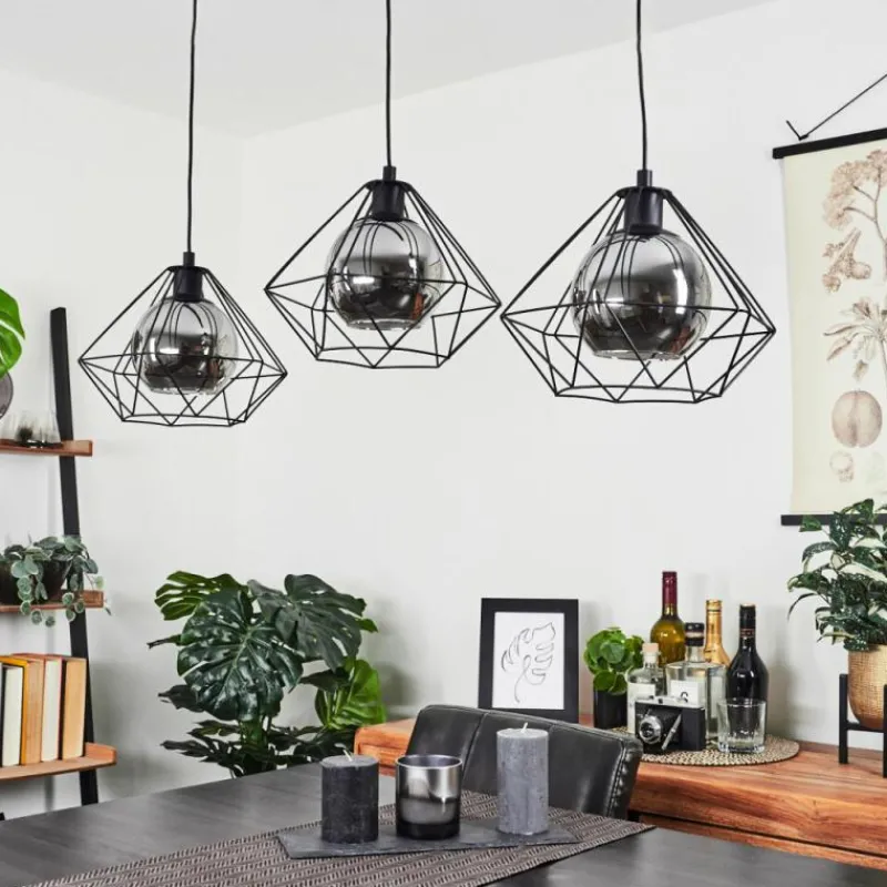 Suspension Verre Fumé-hofstein Suspension Uarau Noir, 3 lumières