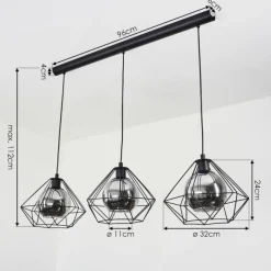 Suspension Verre Fumé-hofstein Suspension Uarau Noir, 3 lumières