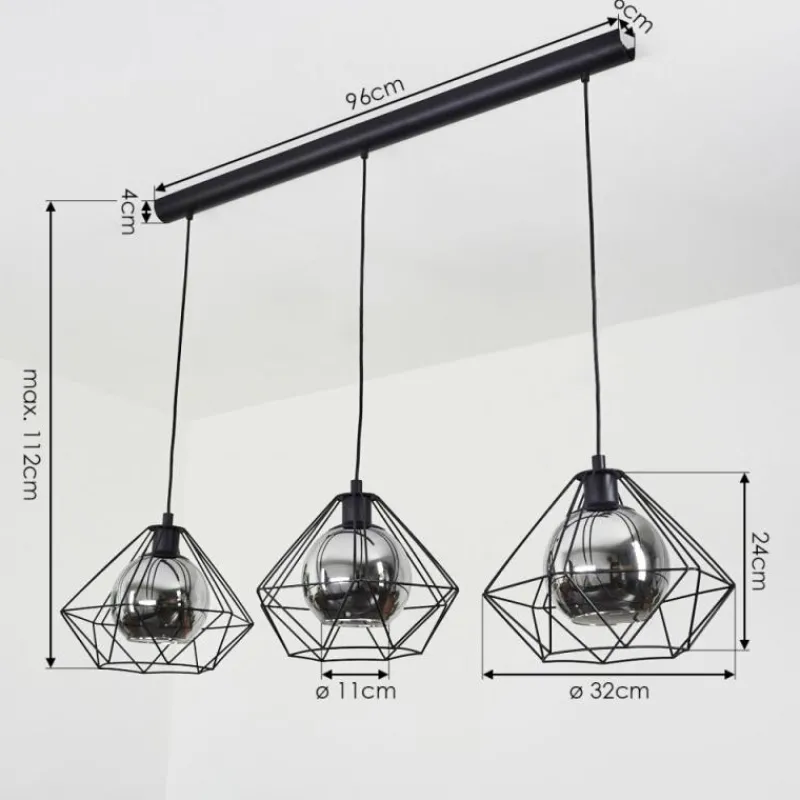 Suspension Verre Fumé-hofstein Suspension Uarau Noir, 3 lumières