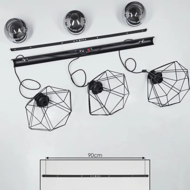 Suspension Verre Fumé-hofstein Suspension Uarau Noir, 3 lumières