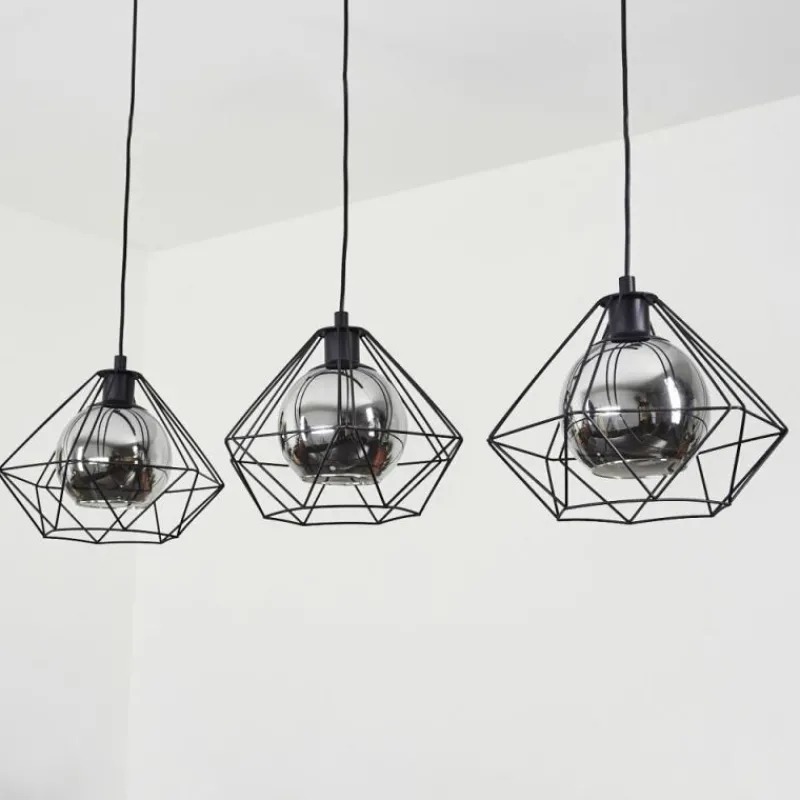 Suspension Verre Fumé-hofstein Suspension Uarau Noir, 3 lumières