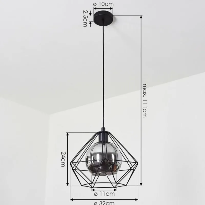 Suspension Verre Fumé-hofstein Suspension Uarau Noir, 1 lumière