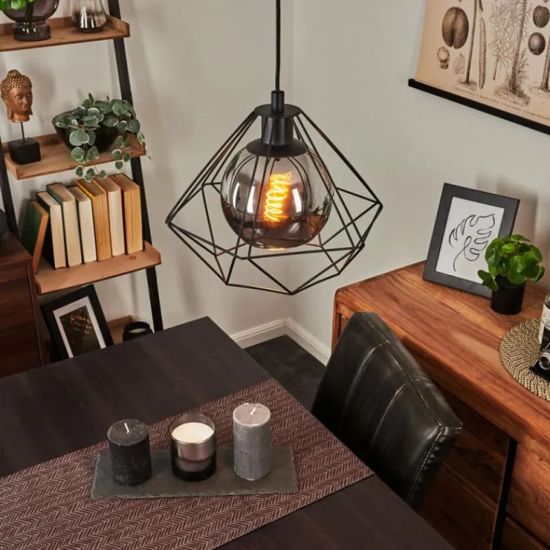 Suspension Verre Fumé-hofstein Suspension Uarau Noir, 1 lumière