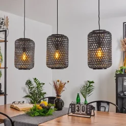 Lampes Industrielles-hofstein Suspension Uguay Noir, 3 lumières