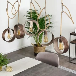 Luminaires Scandinaves-hofstein Suspension Vaiamonte Brun, Bronze, Gris, 4 lumières