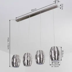 hofstein Suspension Ventimiglia Nickel mat, 4 lumières