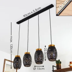 Lampes Dorées-hofstein Suspension Ventimiglia Noir doré, 4 lumières
