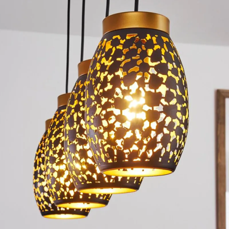 Lampes Dorées-hofstein Suspension Ventimiglia Noir doré, 4 lumières