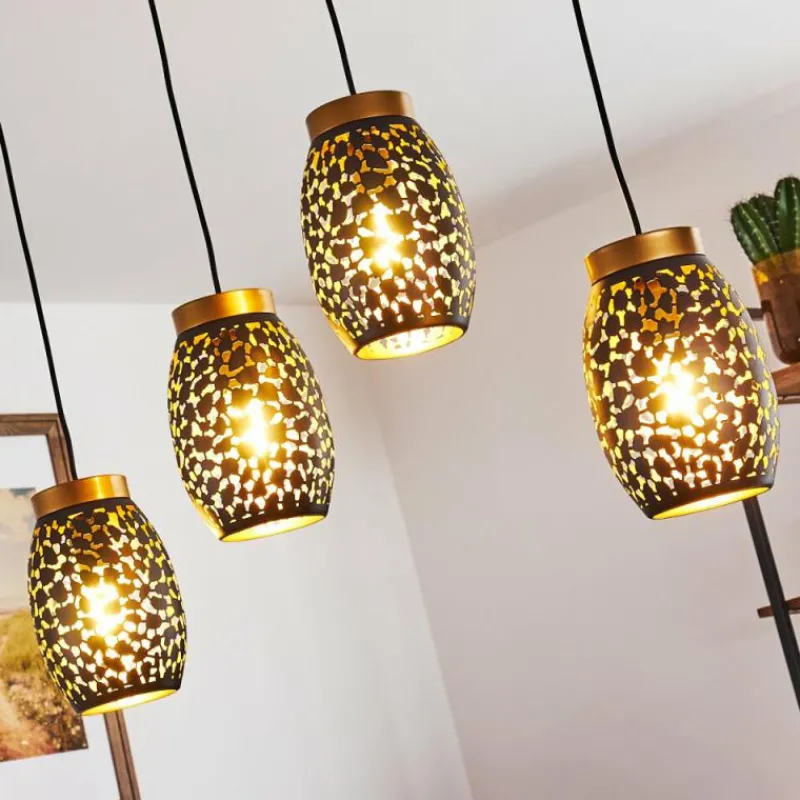 Lampes Dorées-hofstein Suspension Ventimiglia Noir doré, 4 lumières