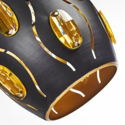 Lampes Dorées-hofstein Suspension Ventmiglia Noir, 4 lumières