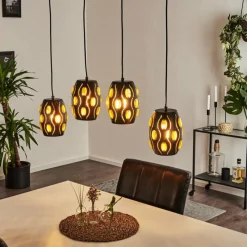 Lampes Dorées-hofstein Suspension Ventmiglia Noir, 4 lumières