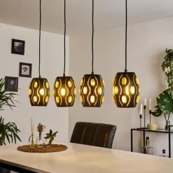Lampes Dorées-hofstein Suspension Ventmiglia Noir, 4 lumières