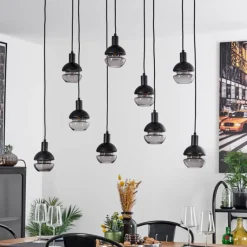 Suspension Verre Fumé-hofstein Suspension Ventosa Noir, 9 lumières