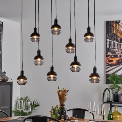 Suspension Verre Fumé-hofstein Suspension Ventosa Noir, 9 lumières