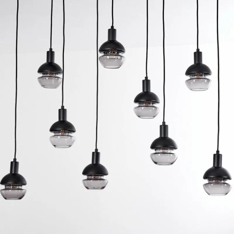 Suspension Verre Fumé-hofstein Suspension Ventosa Noir, 9 lumières