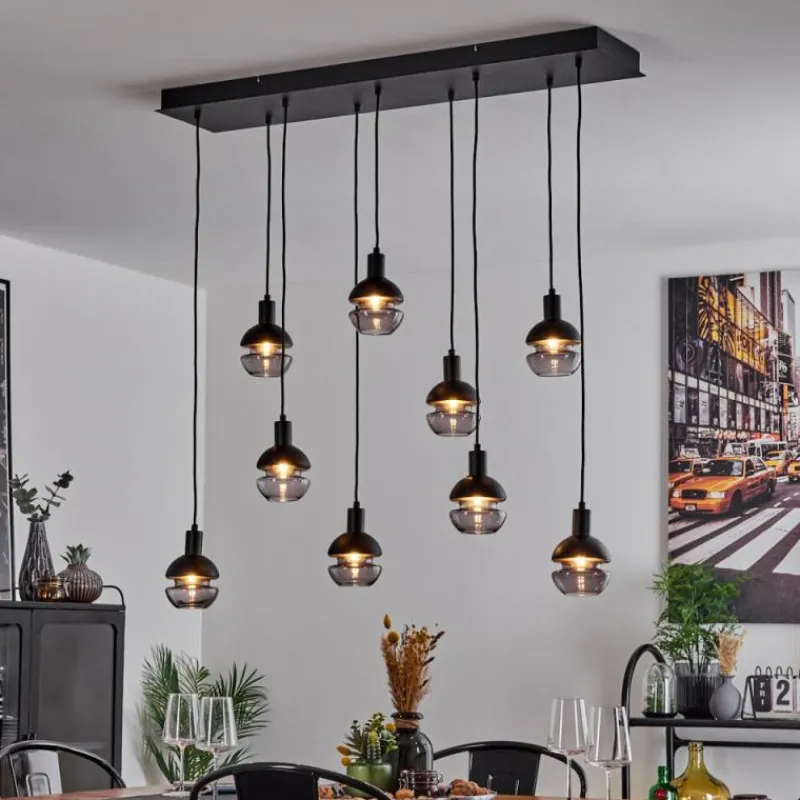 Suspension Verre Fumé-hofstein Suspension Ventosa Noir, 9 lumières