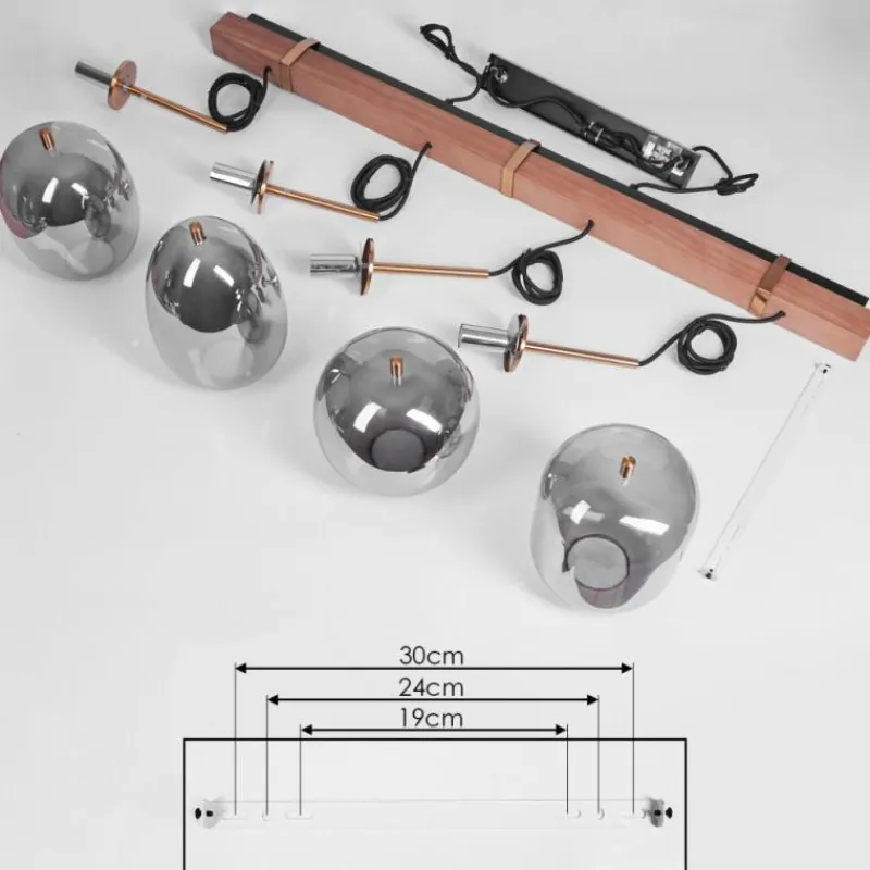 Suspension Verre Fumé-hofstein Suspension Verbania Brun, Laiton, 4 lumières
