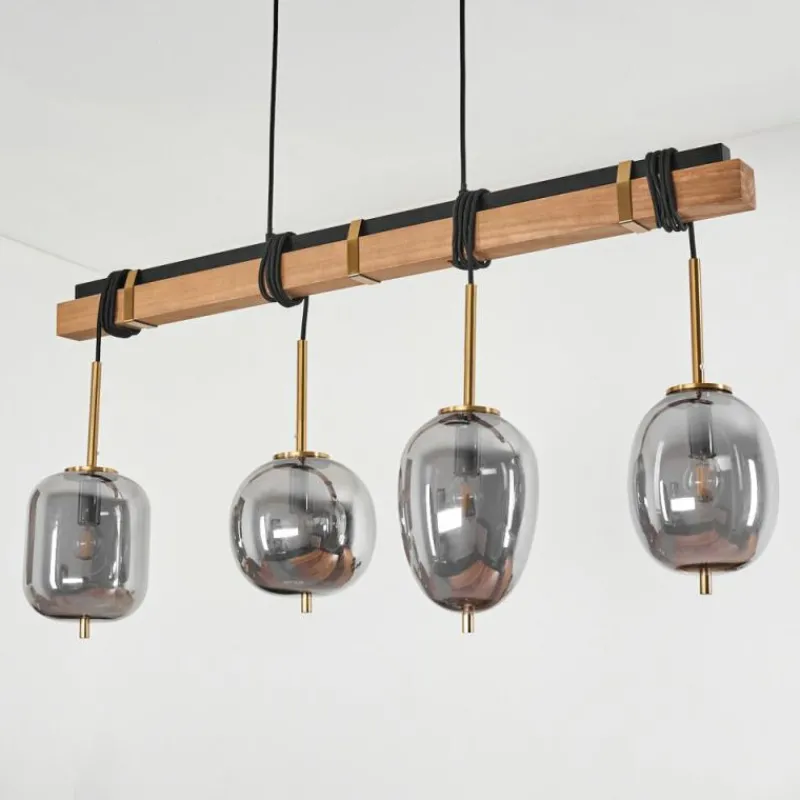 Suspension Verre Fumé-hofstein Suspension Verbania Brun, Laiton, 4 lumières