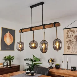 Suspension Verre Fumé-hofstein Suspension Verbania Brun, Laiton, 4 lumières