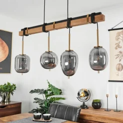 Suspension Verre Fumé-hofstein Suspension Verbania Brun, Laiton, 4 lumières