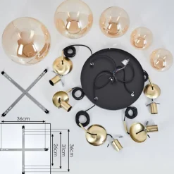 hofstein Suspension Verbania Laiton, Noir, 5 lumières