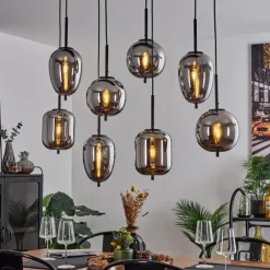 hofstein Suspension Verbania Noir, 8 lumières